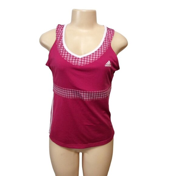 Adidas Built In Bra Tank Medium(women) Magenta White Polyester/Spandex - Picture 1 of 3